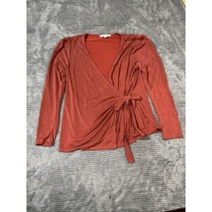 Green Envelope Los Angeles Blouse Long Sleeve Soft  Faux Wrap Size Small